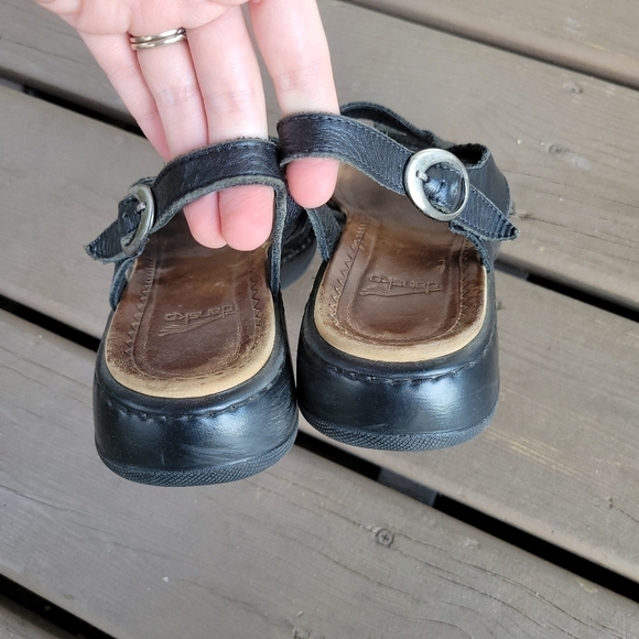 Vintage y2k Dansko Lolita Black Strappy Buckle Chunky Platform Clogs Sandals - Picture 5 of 8